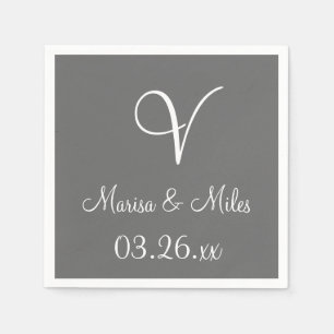Monogram Dim Gray Basic Solid Color Paper Napkins