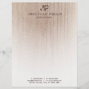 Monogram Distressed Text Wood Look Template Trendy Letterhead