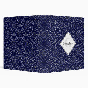 Monogram Ditsy Winter Snow Angels Snowmen Art Deco 3 Ring Binder