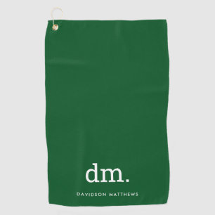 Monogram Dk. Green Golf Towel with White Text
