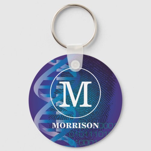 Monogram DNA Fingerprint Science Keychain