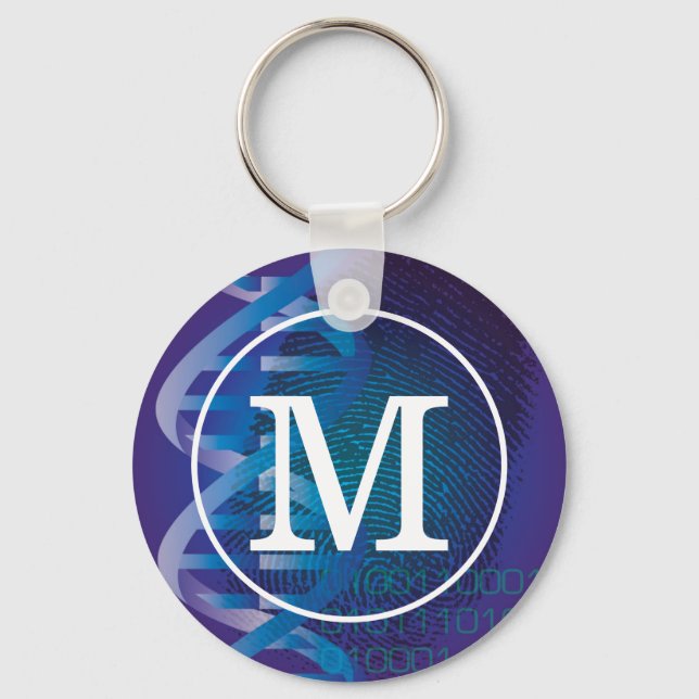 Monogram DNA Fingerprint Science Keychain (Front)