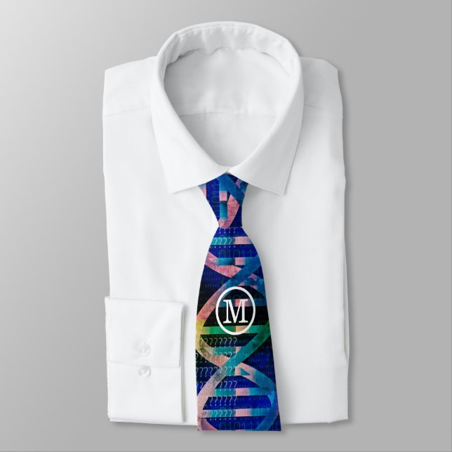 Monogram DNA ID Art Science Neck Tie (Tied)
