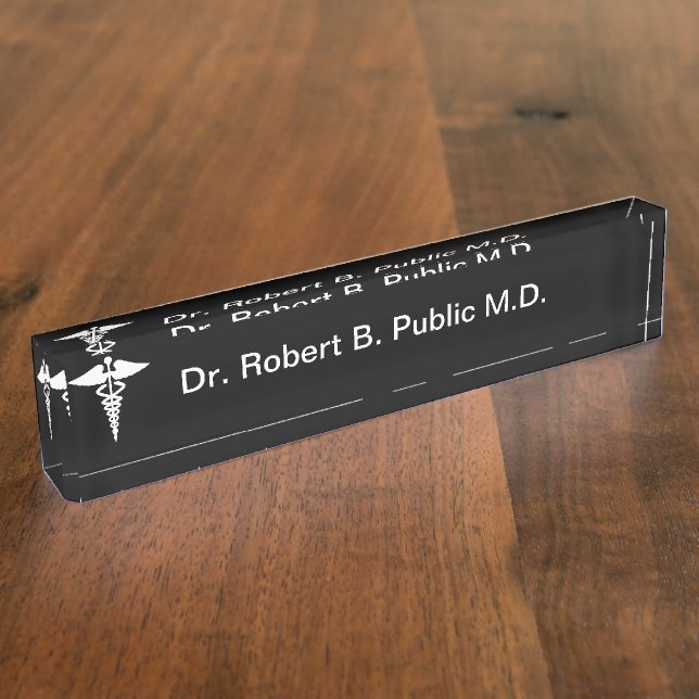Monogram Doctor Desk Name Plate (Side)