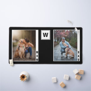 Monogram Dog Mom Dad Two Photo Collage Desk Mat
