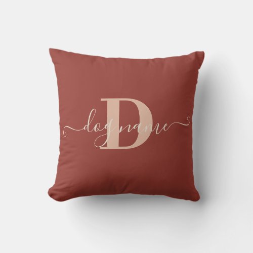 Monogram Dog Name and Initial Brick Throw Pillow