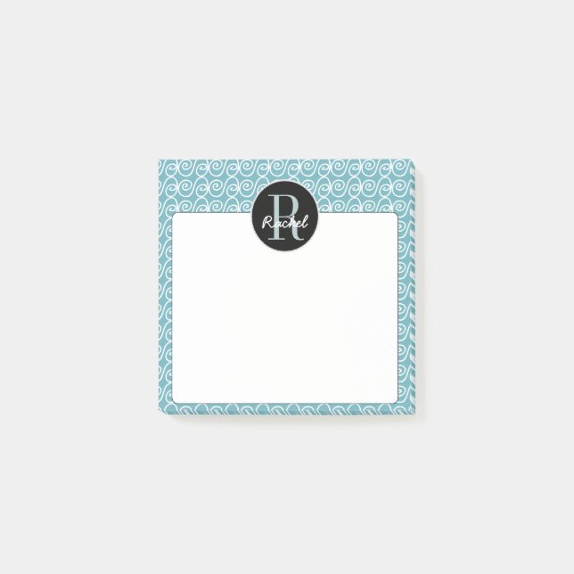 Monogram Doodle Swirl Pattern Background Post-it Notes (Front)