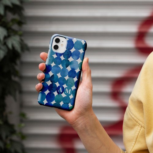 Monogram dots pattern _ blue and green Case