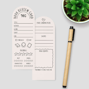 Monogram Double Sided Book Review Rating Bookmarks