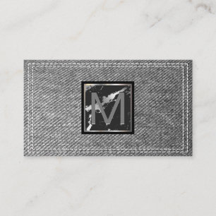 Monogram Double Stitched Denim Business Card