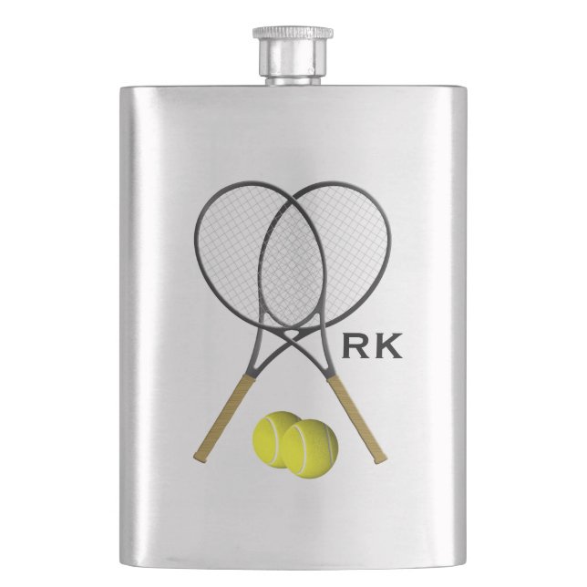 Monogram Doubles Tennis Sport Theme Flask (Front)