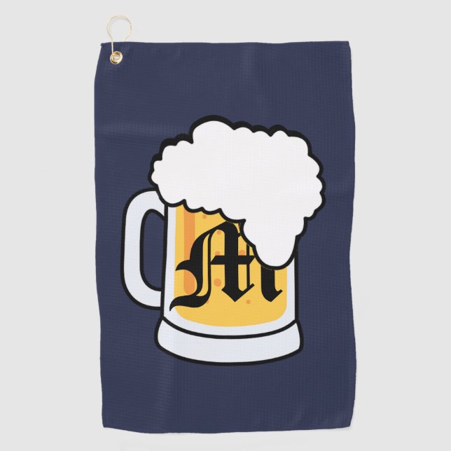 Monogram Draft Beer Mug Golf Towel (Front)