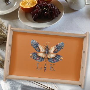 Monogram Dragonfly Elegant Serving Tray