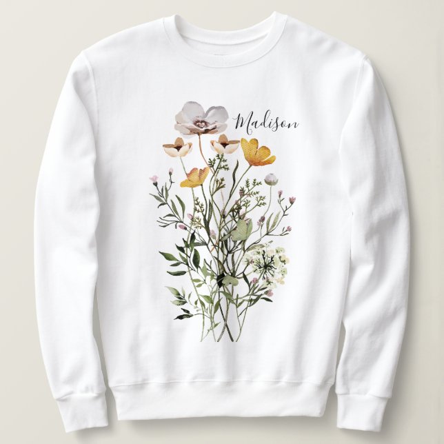 Monogram Dried Wildflower Bouquet Sweatshirt (Design Front)