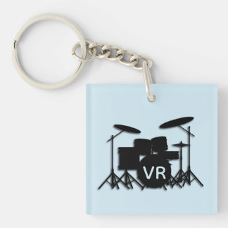 Monogram Drum Set Case Silver Plated Necklace Keychain