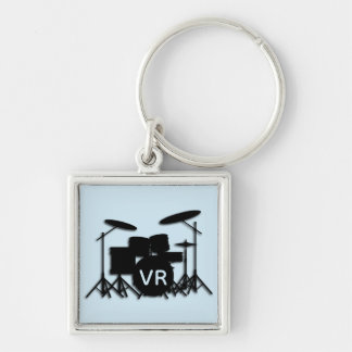 Monogram Drum Set Case Silver Plated Necklace Keychain