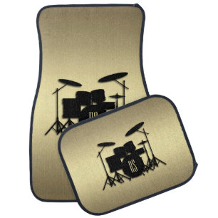 Monogram Drum Set Gold Car Floor Mat