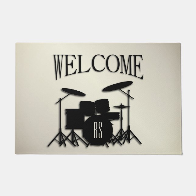Monogram Drum Set Gold Doormat (Front)