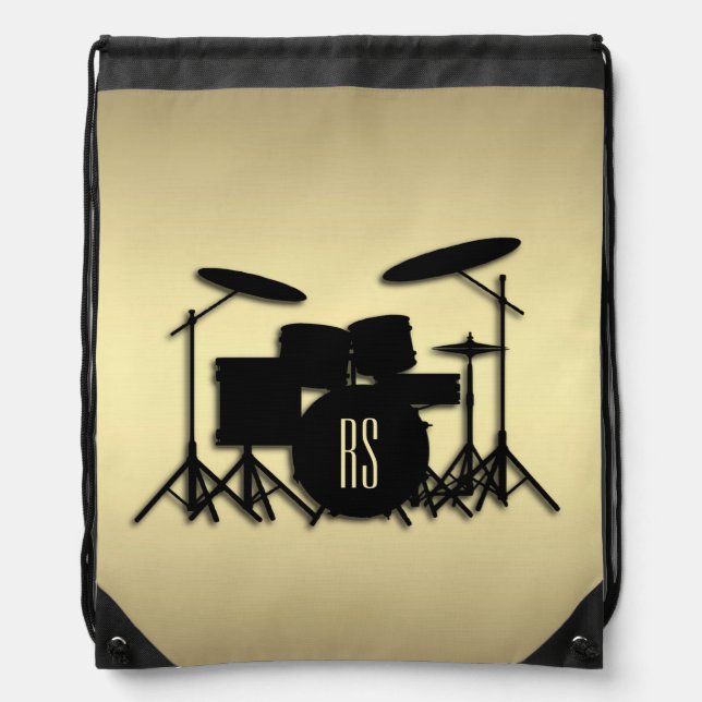 Monogram Drum Set Gold Drawstring Bag (Front)
