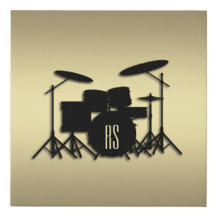 Monogram Drum Set Gold Faux Canvas Print