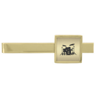 Monogram Drum Set Gold Gold Finish Tie Bar