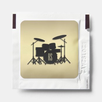 Monogram Drum Set Gold Hand Sanitizer Packet by LwoodMusic at Zazzle