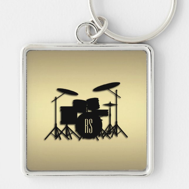 Monogram Drum Set Gold Keychain (Front)