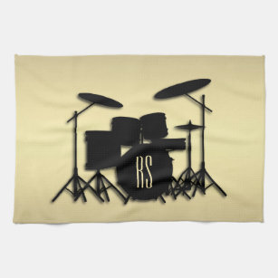 Monogram Drum Set Gold Kitchen Towel