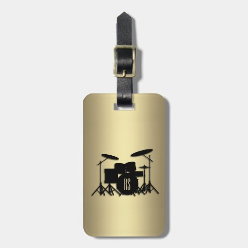 Monogram Drum Set Gold Luggage Tag