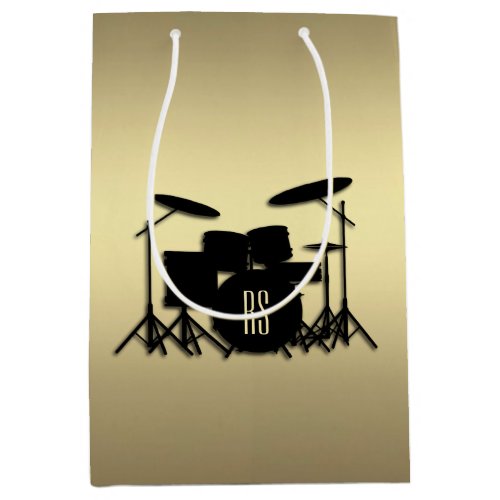 Monogram Drum Set Gold Medium Gift Bag