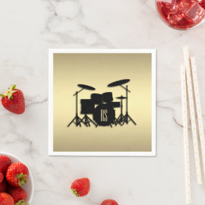 Monogram Drum Set Gold Napkins