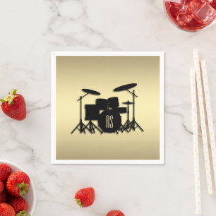Monogram Drum Set Gold Napkins