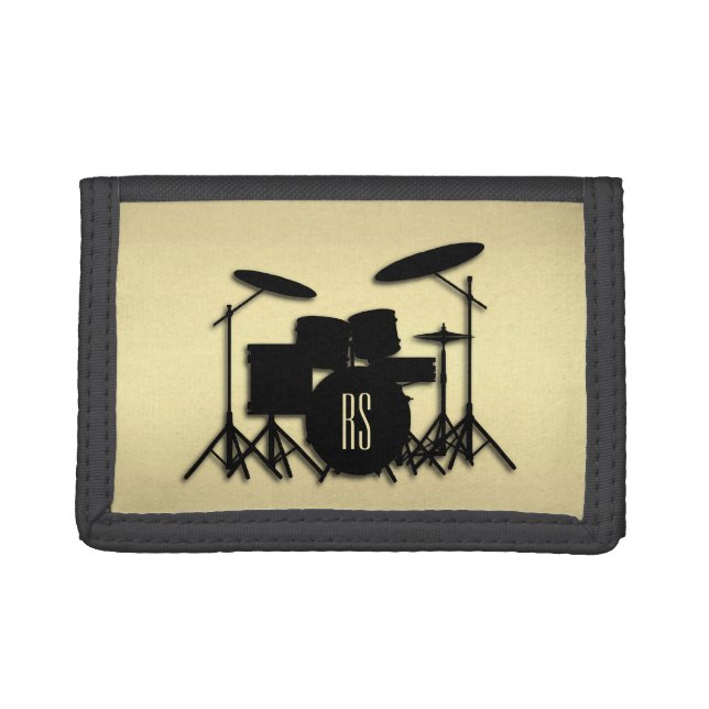 Monogram Drum Set Gold Tri-fold Wallet (Front)