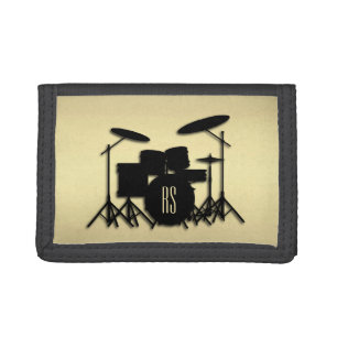 Monogram Drum Set Gold Trifold Wallet