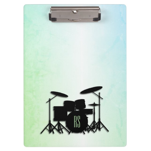 Monogram Drum Set Green Clipboard (Front)