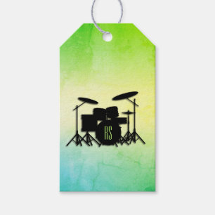 Monogram Drum Set Green Gift Tags