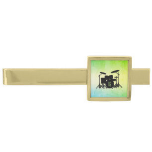 Monogram Drum Set Green Gold Finish Tie Bar