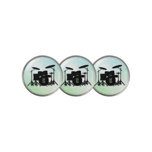 Monogram Drum Set Green Golf Ball Marker