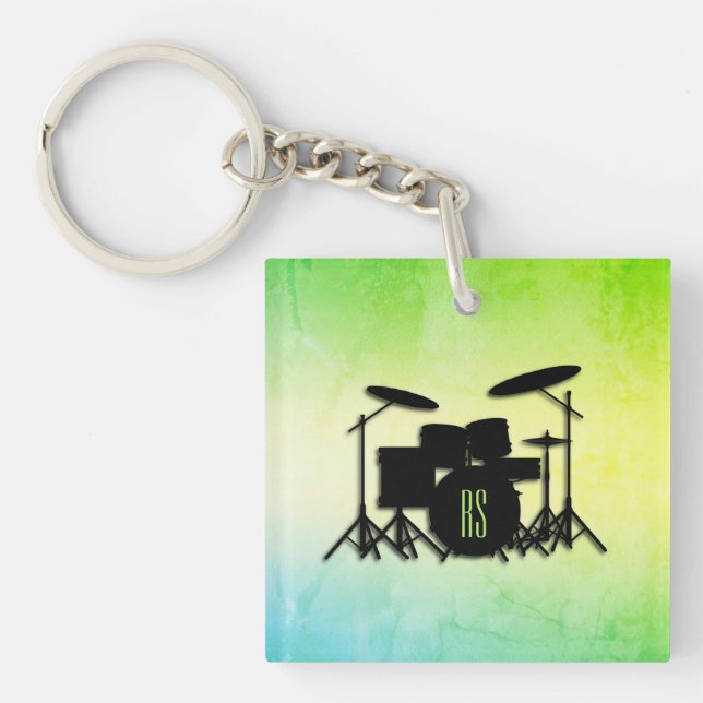 Monogram Drum Set Green Keychain (Front)