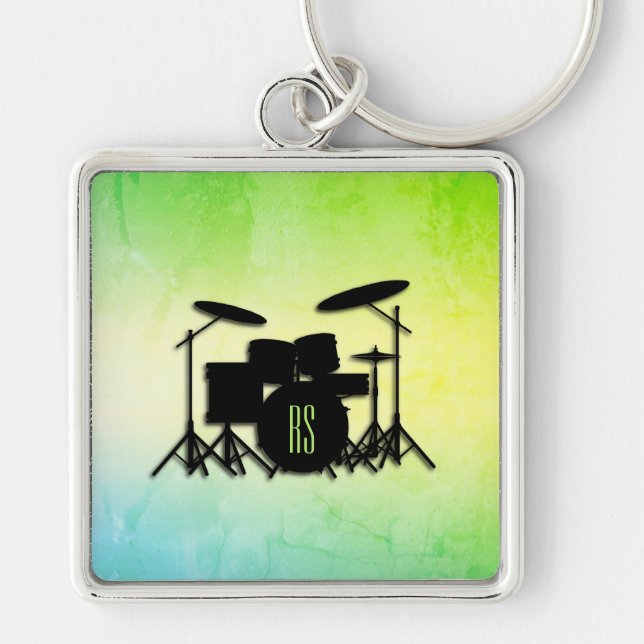 Monogram Drum Set Green Keychain (Front)