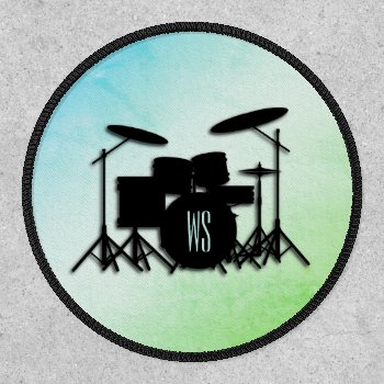 Monogram Drum Set Green Patch by LwoodMusic at Zazzle