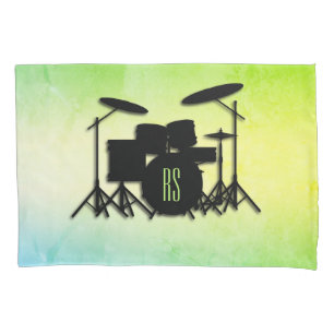 Monogram Drum Set Green Pillow Case