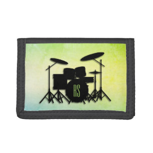 Monogram Drum Set Green Tri-fold Wallet