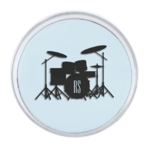 Monogram Drum Set Gunmetal Finish Lapel Pin