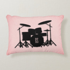 Monogram Drum Set Music Design  Accent Pillow
