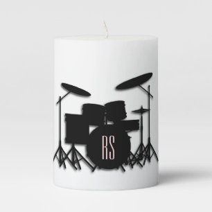Monogram Drum Set Music Design Pillar Candle