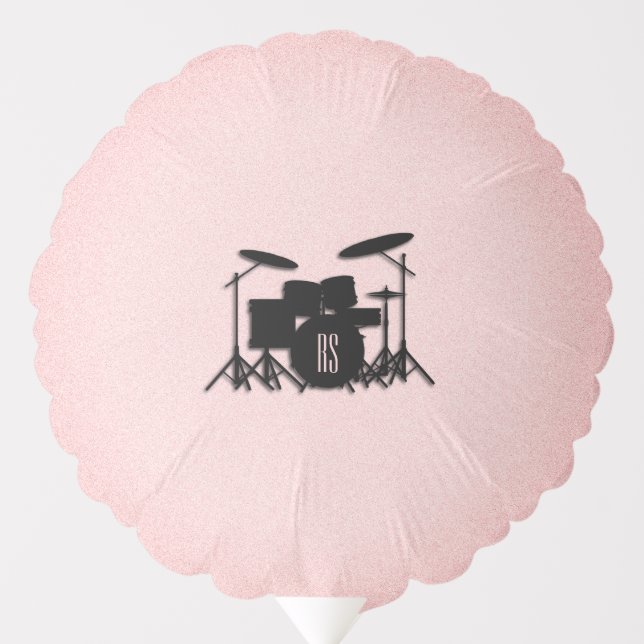 Monogram Drum Set Music Design Pink  Balloon (Front)