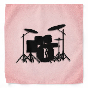 Monogram Drum Set Music Design Pink  Bandana