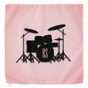 Monogram Drum Set Music Design Pink  Bandana