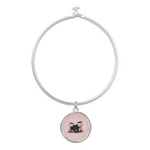 Monogram Drum Set Music Design Pink  Bangle Bracelet